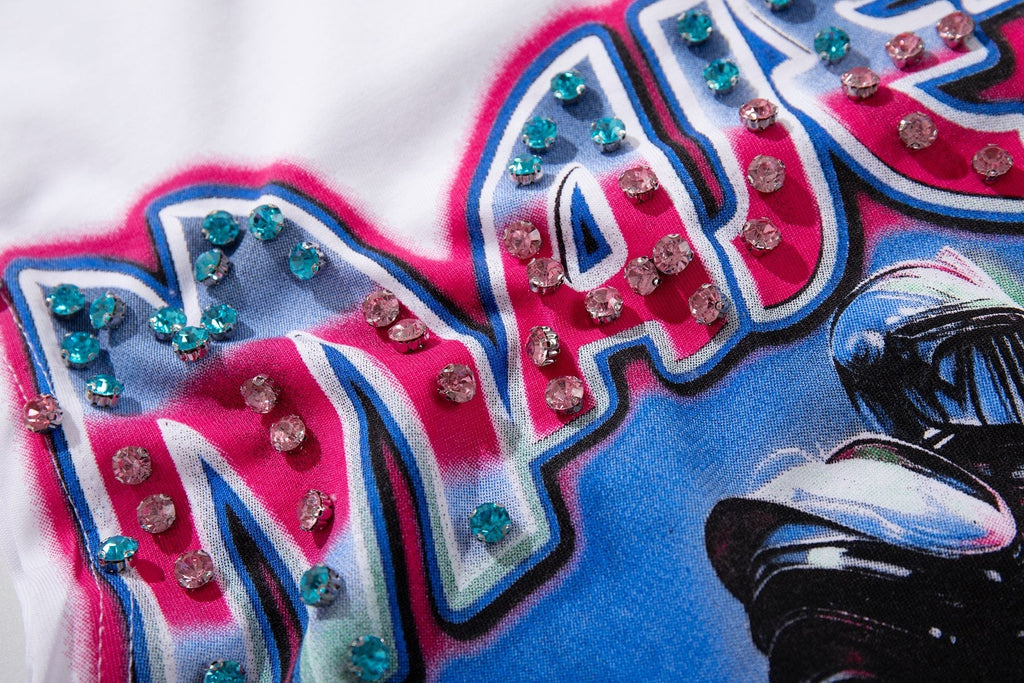 MAJESTIK Horse Rider Rhinestone Sleeveless T-Shirt — detail