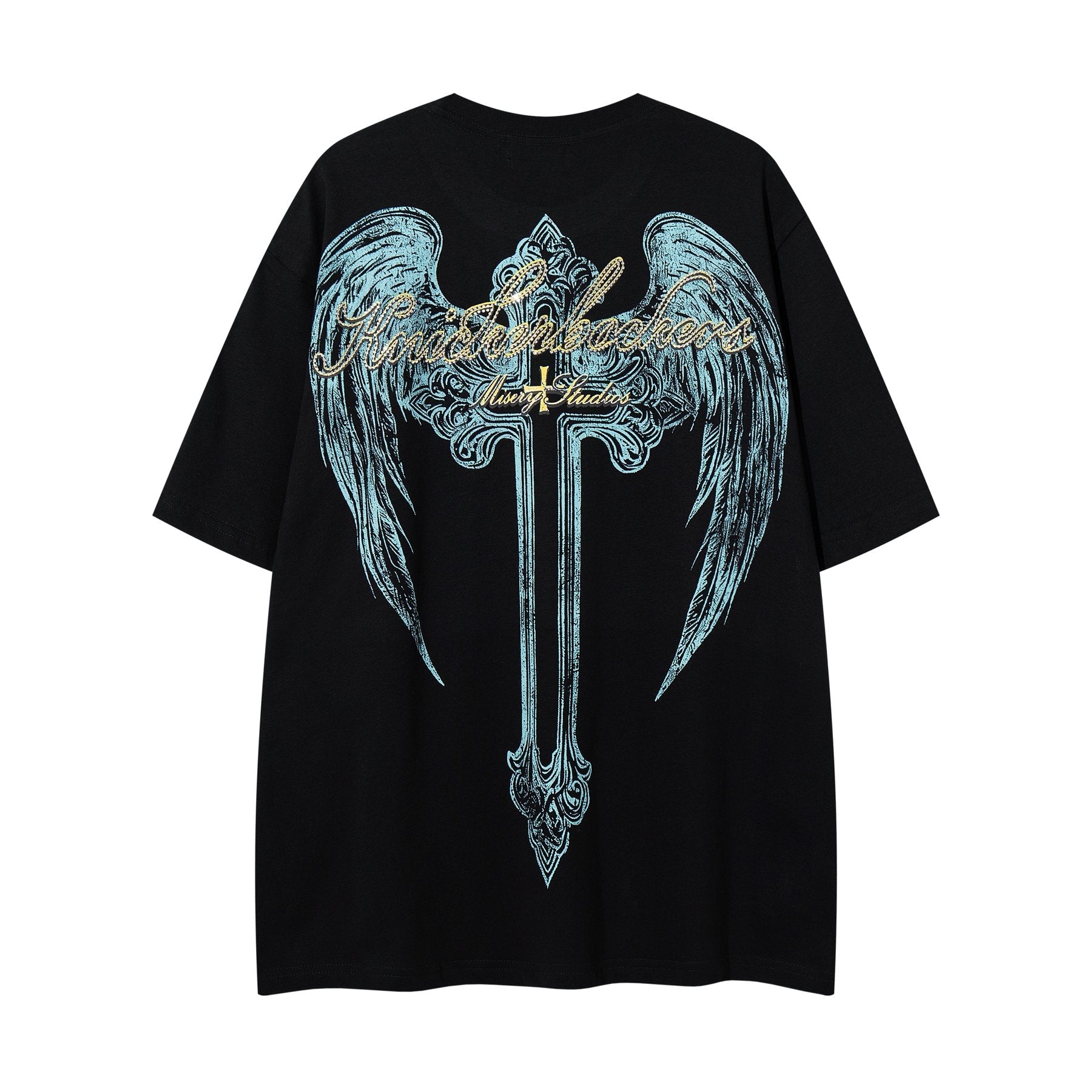 MAJESTIK Alien Skull Wing Graphic T-Shirt — back