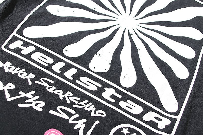 Hellstar Smiley Sun Spiral Graphic T-Shirt — detail