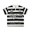 MAJESTIK Striped Crest Graphic Polo Shirt — hero