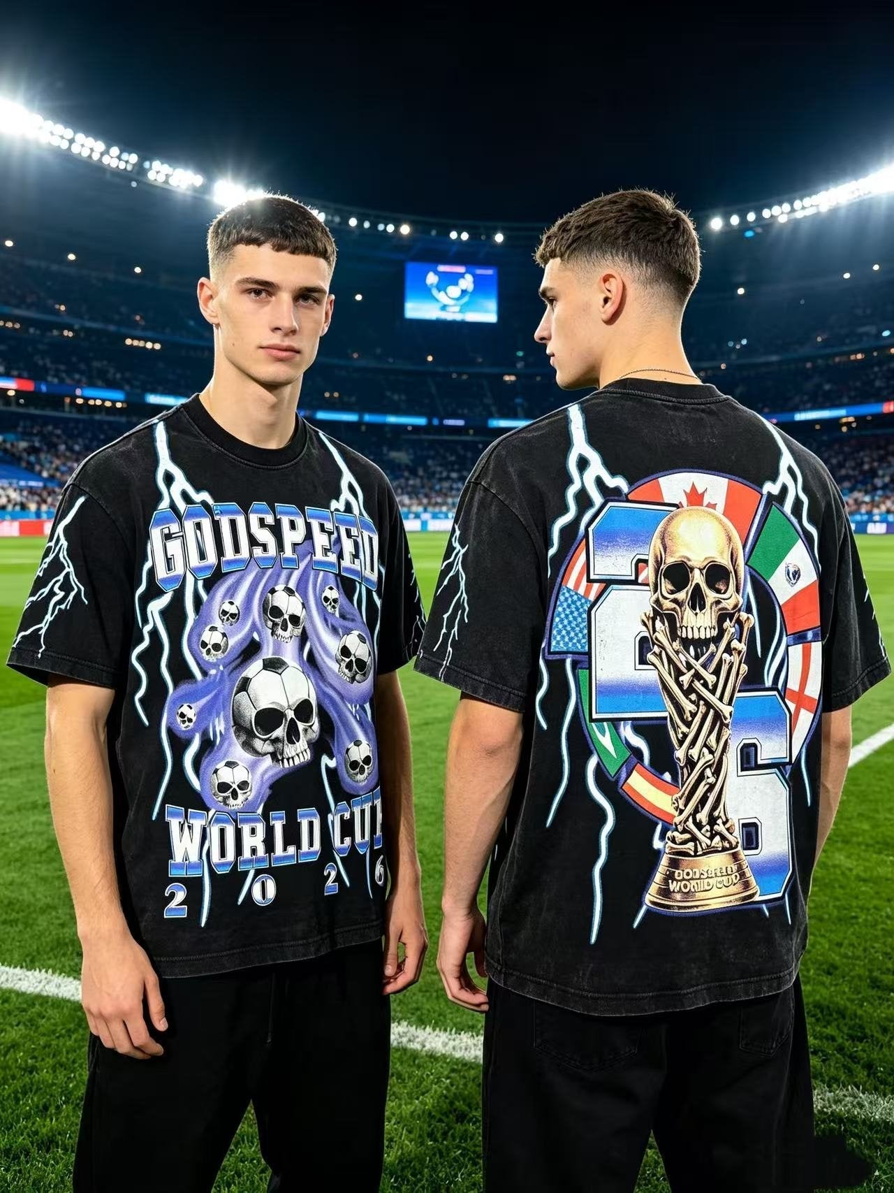 Godspeed World Cup 2026 Skull Soccer Graphic T-Shirt — context