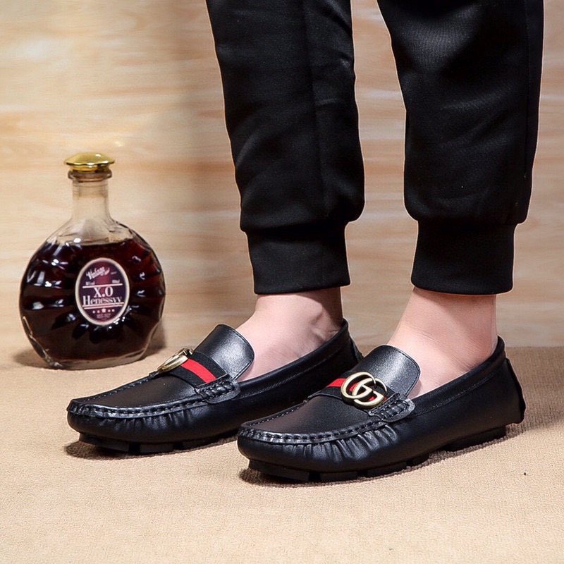 Gucci Black Red-Green Stripe Loafers — model
