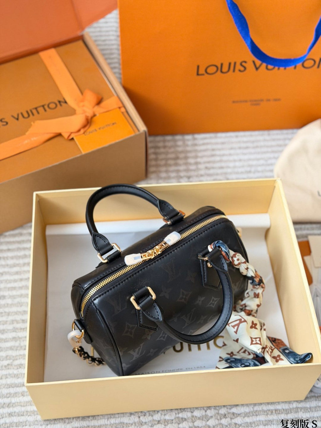 Louis Vuitton Speedy Nano Black Monogram Handbag — detail