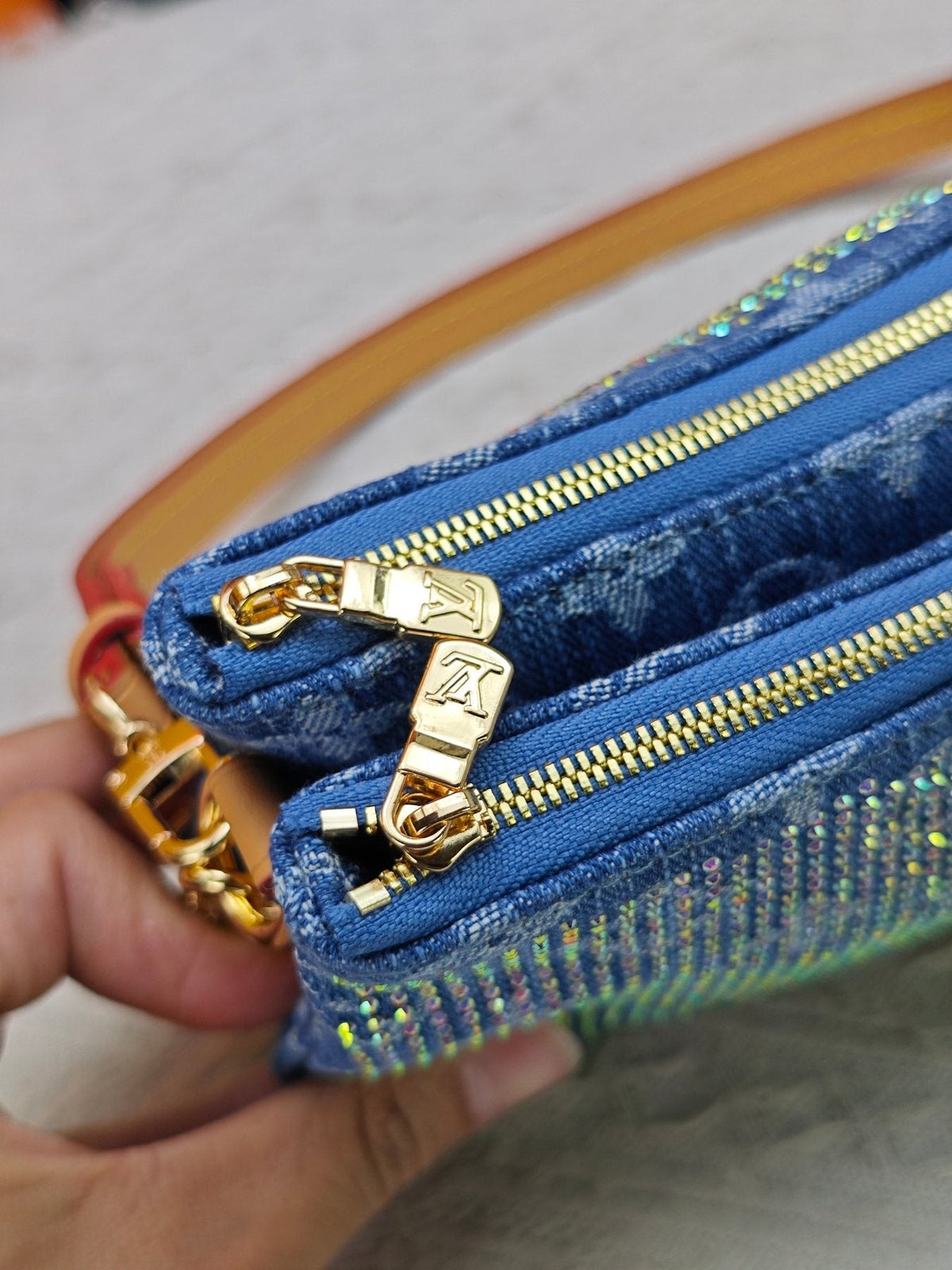 Louis Vuitton Liv Pochette Blue Embellished Bag — detail