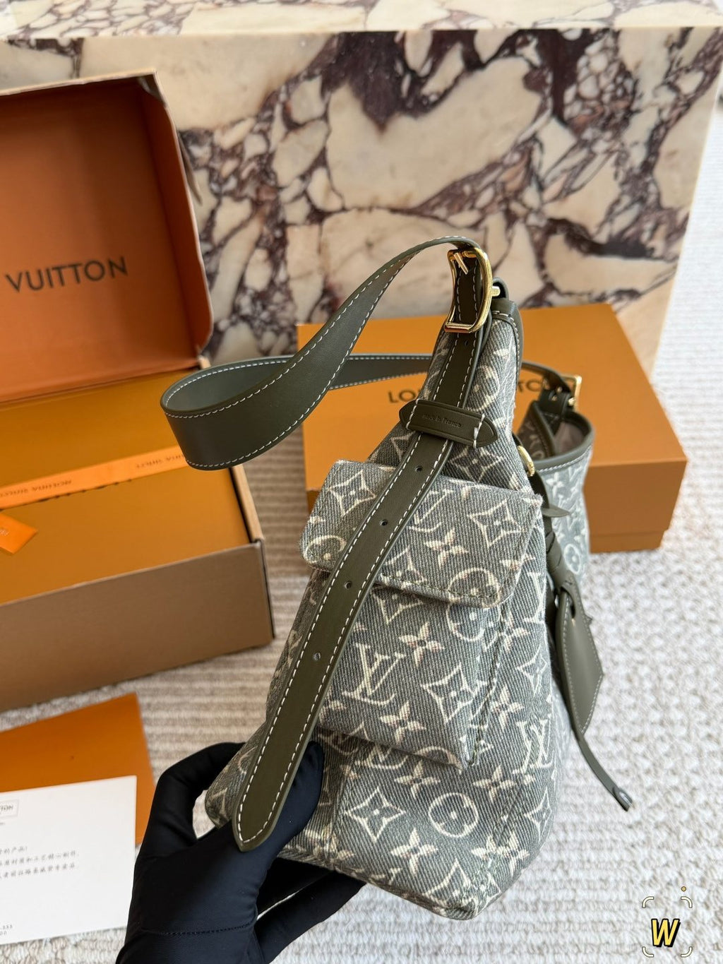 Louis Vuitton Carryall Monogram Shoulder Bag with Pouch — side
