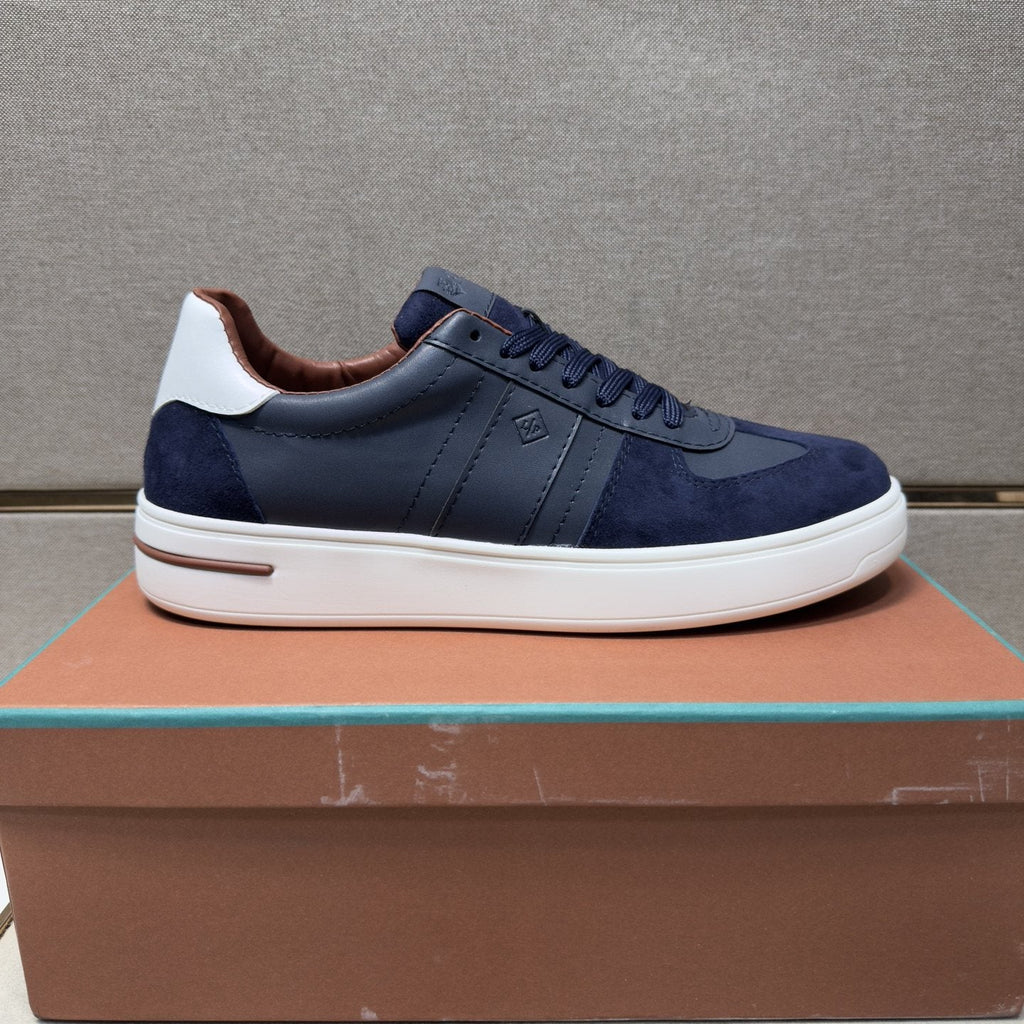 Loro Piana Navy Panel Low-Top Sneakers — side