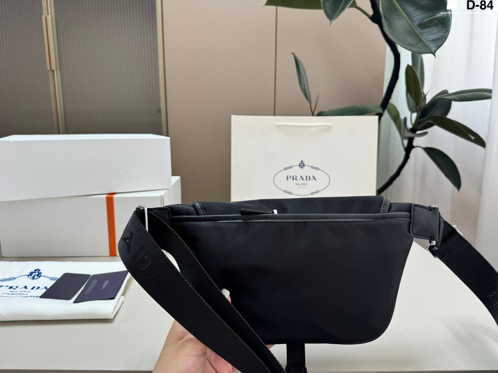 Prada Black Nylon Flap Belt Bag — back
