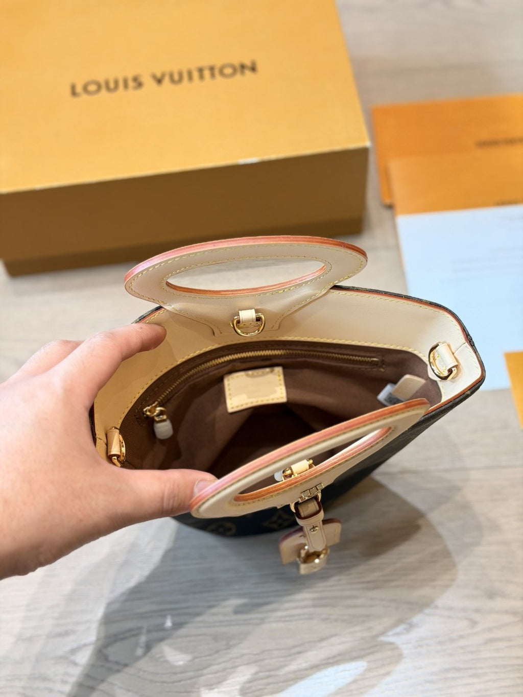 Louis Vuitton Rivage BB Monogram Top-Handle Bag — front