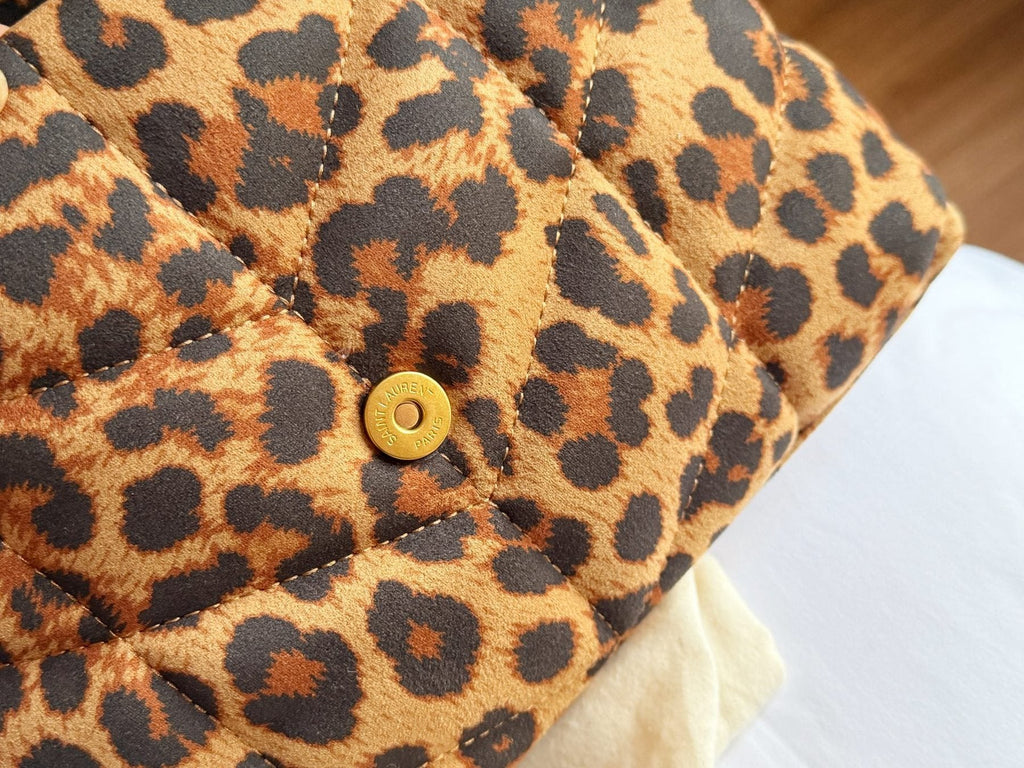 Saint Laurent LouLou Puffer Leopard Print Shoulder Bag — detail