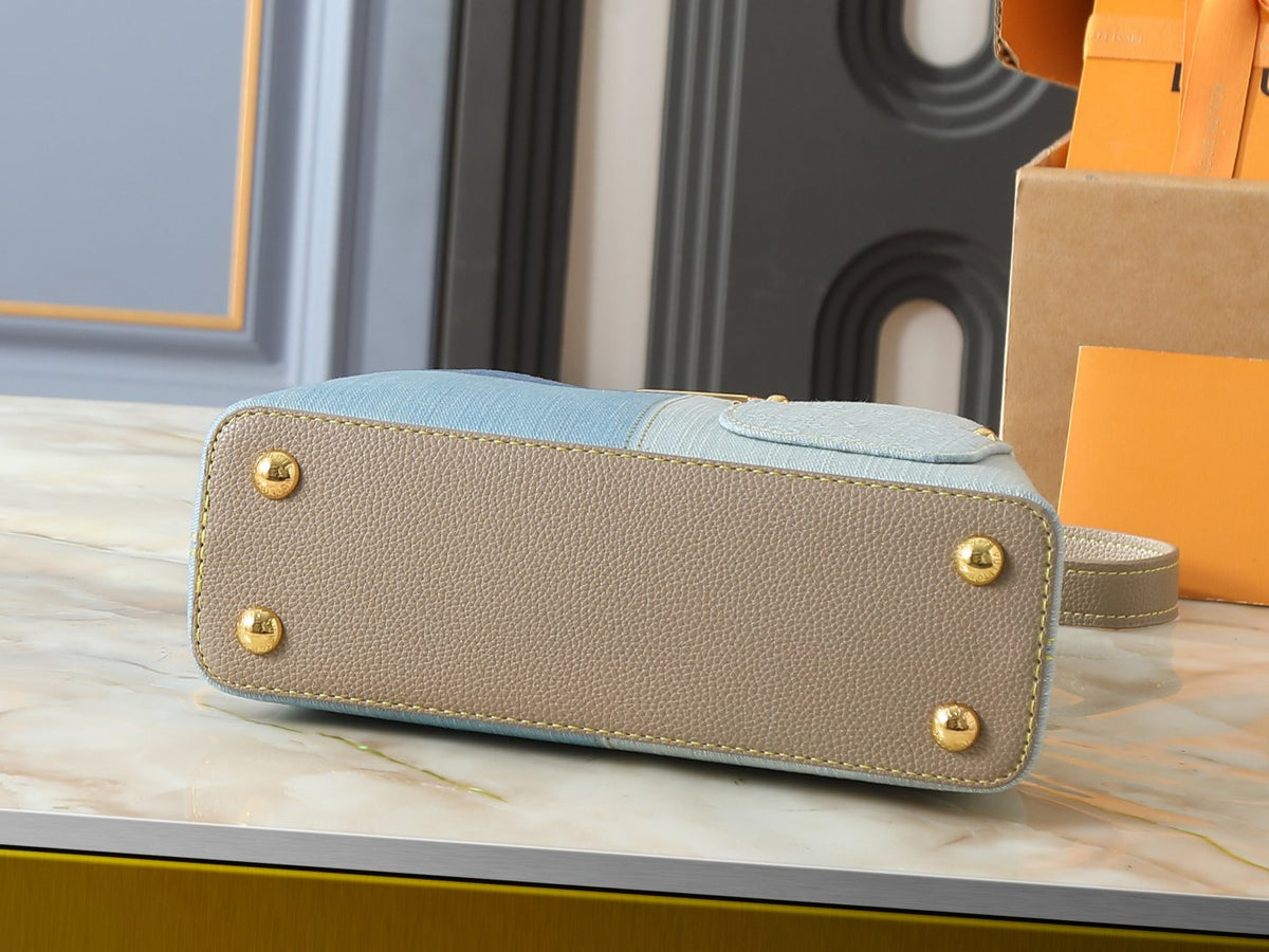 Louis Vuitton Capucines Two-Tone Denim Top-Handle Bag — detail