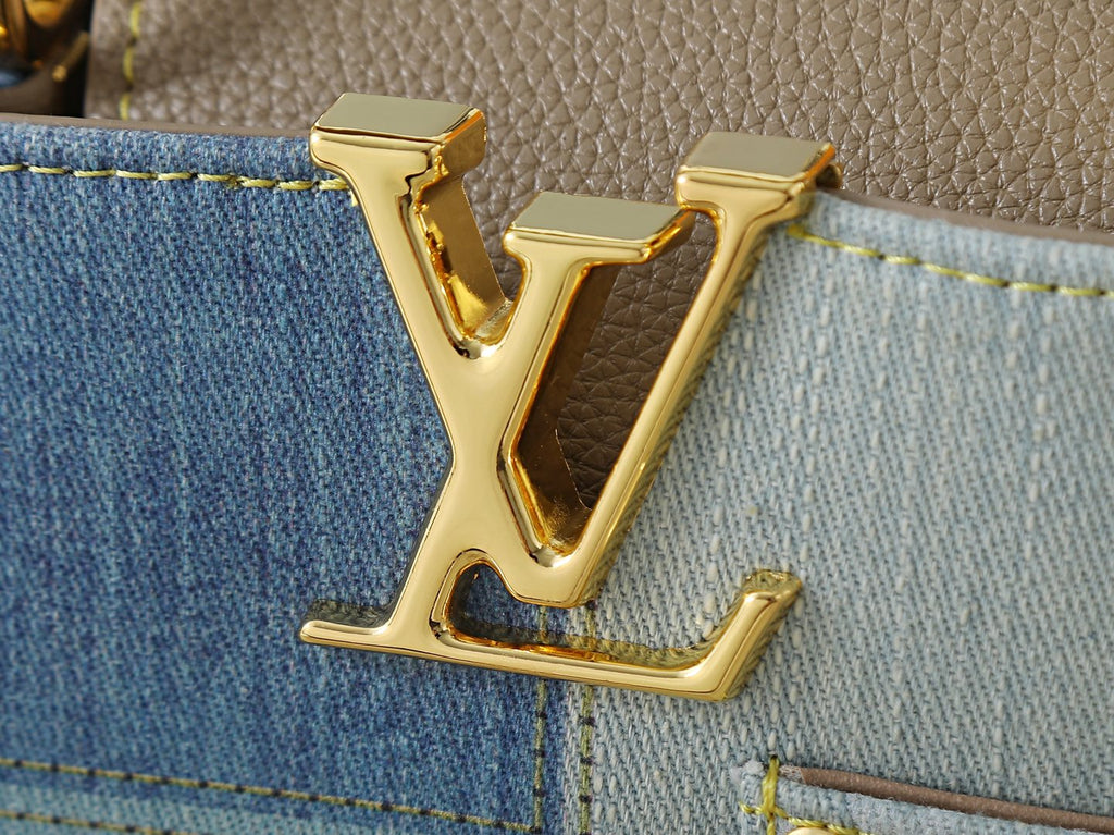 Louis Vuitton Capucines Two-Tone Denim Top-Handle Bag — detail