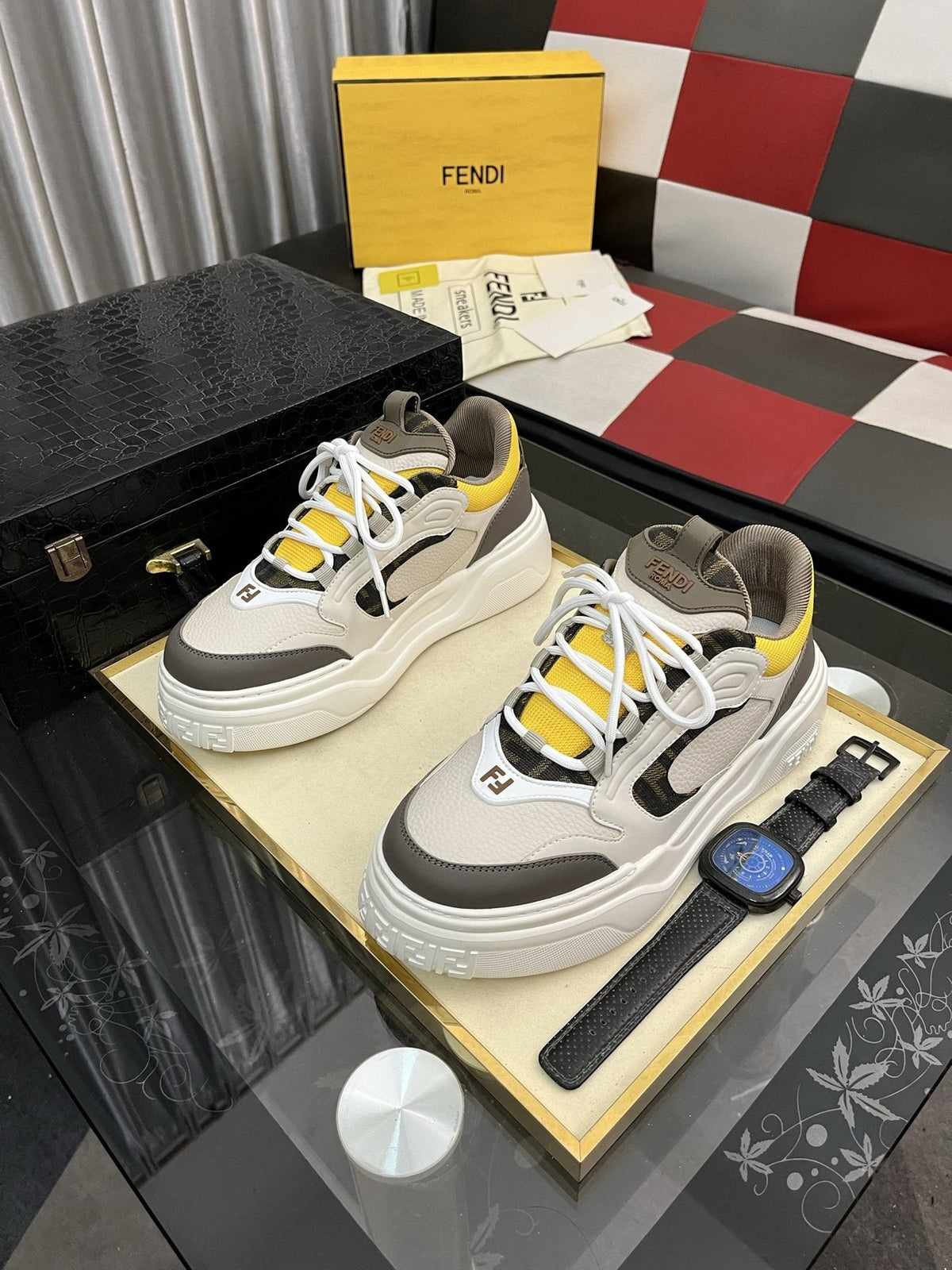 Fendi FD Match Paneled Sneakers — front