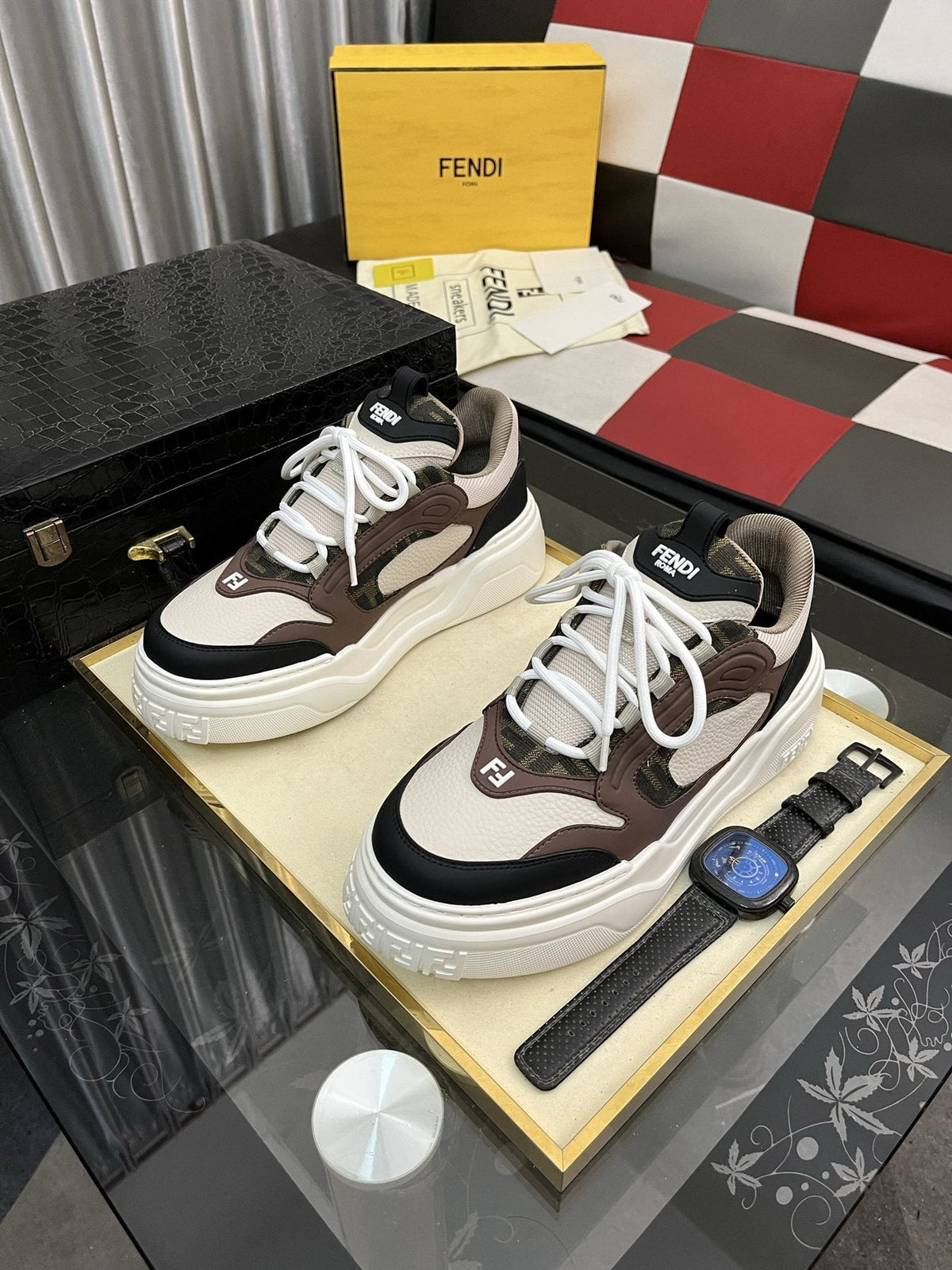 Fendi FD Match Paneled Sneakers — front