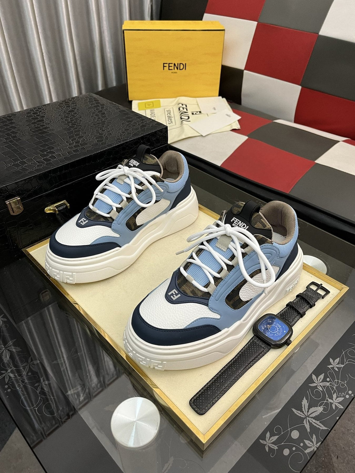 Fendi FD Match Paneled Sneakers — front