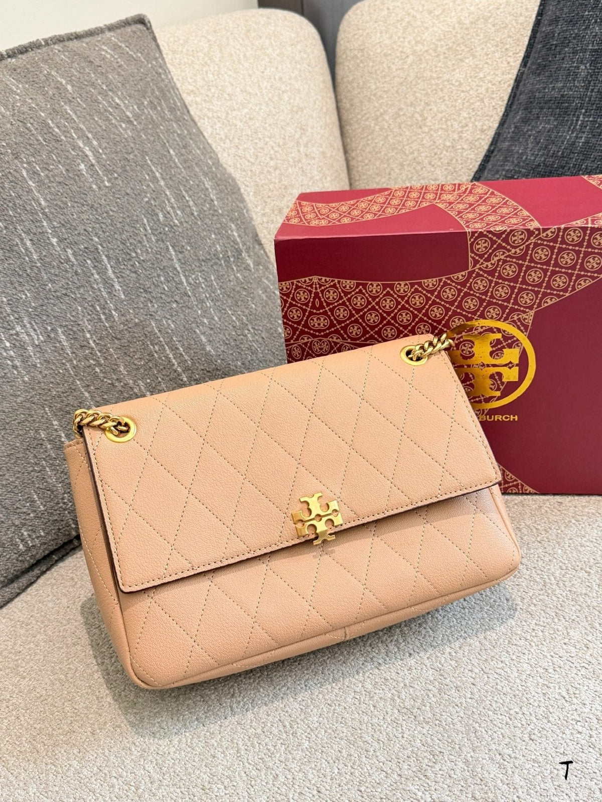 Tory Burch Charlie Quilted Chain-Strap Shoulder Bag — front