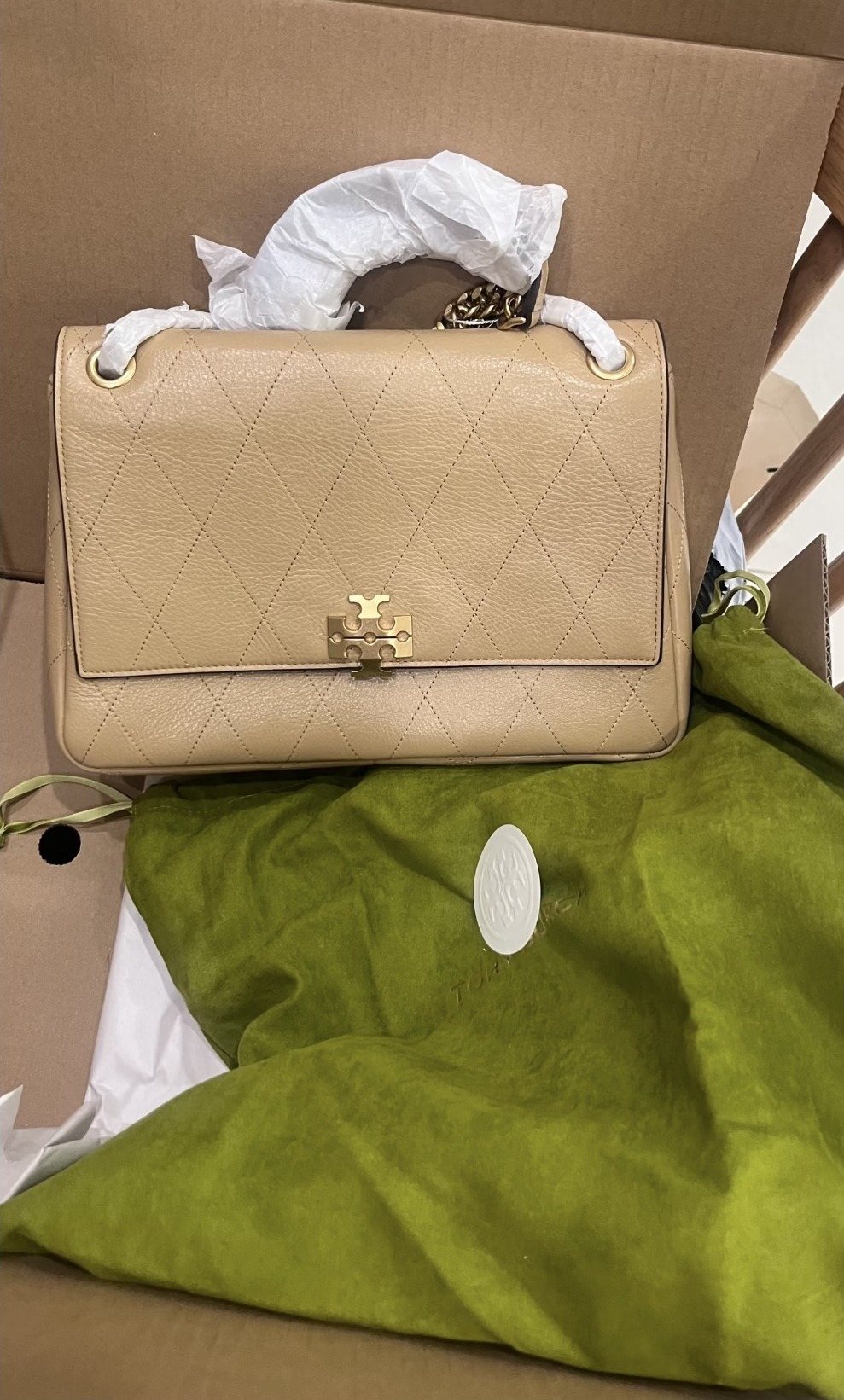 Tory Burch Charlie Quilted Chain-Strap Shoulder Bag — front