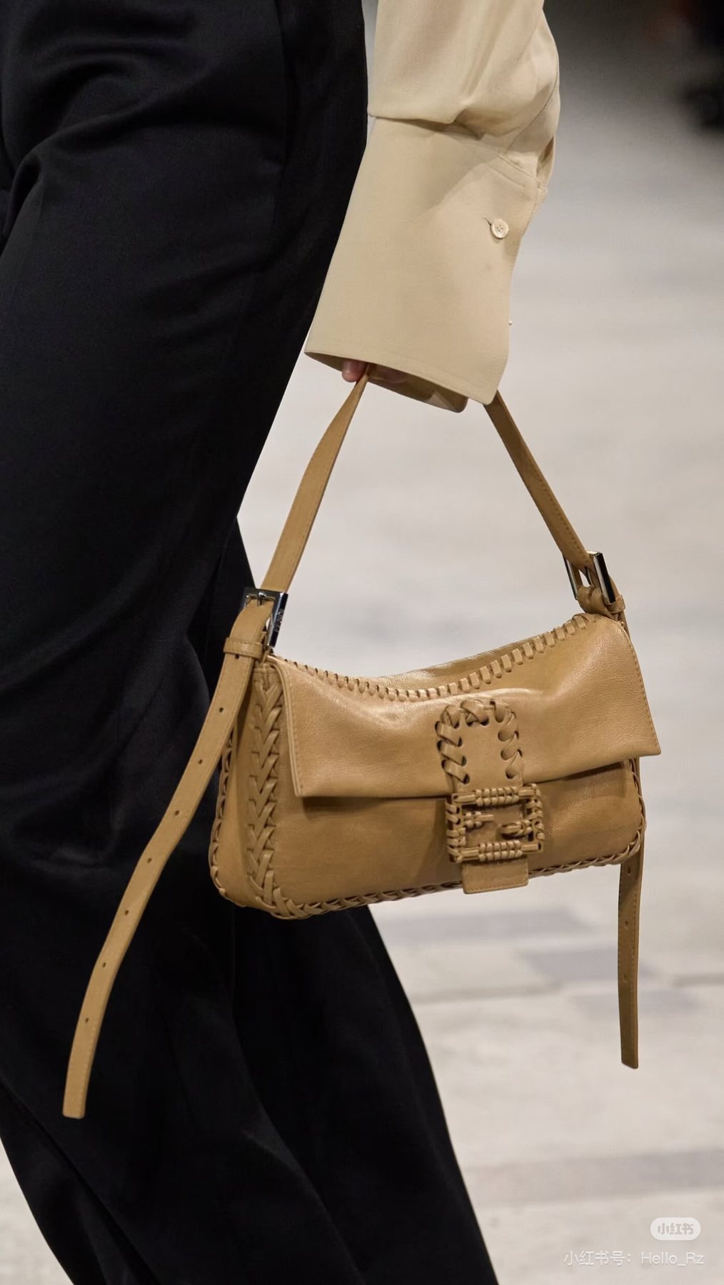Fendi Baguette Stitched Leather Shoulder Bag — model
