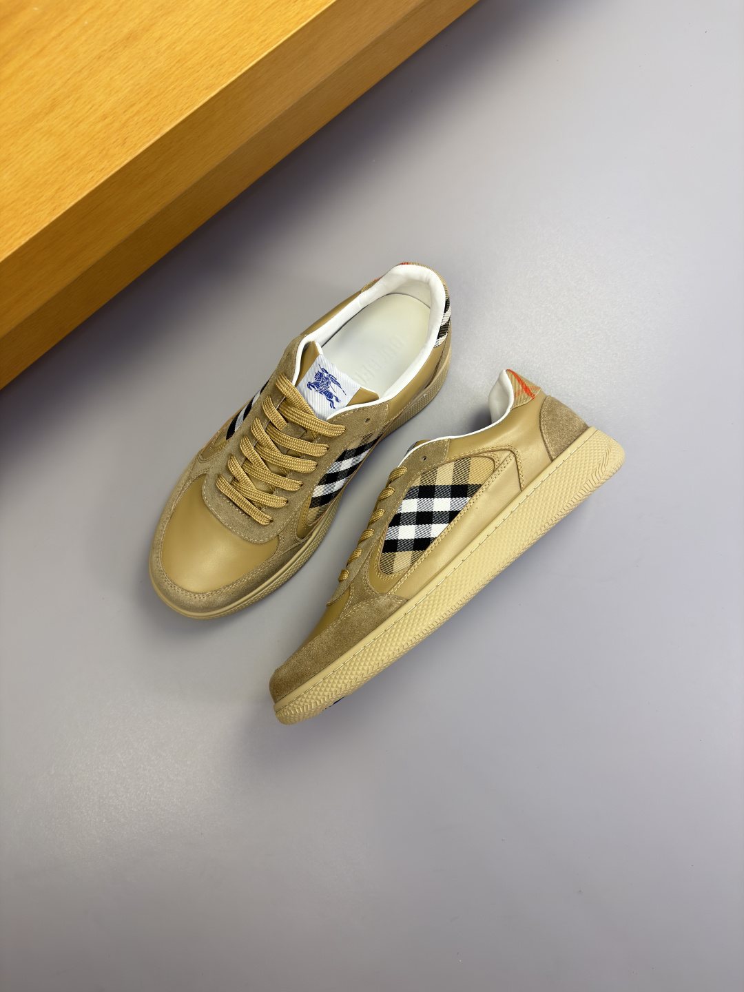 Burberry Check-Panel Low-Top Sneakers — front