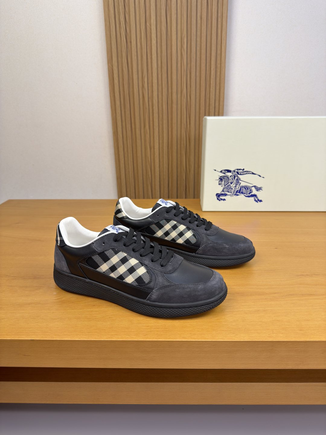 Burberry Check-Panel Low-Top Sneakers — front