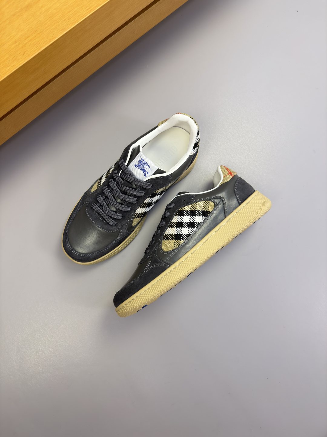 Burberry Check-Panel Low-Top Sneakers — front