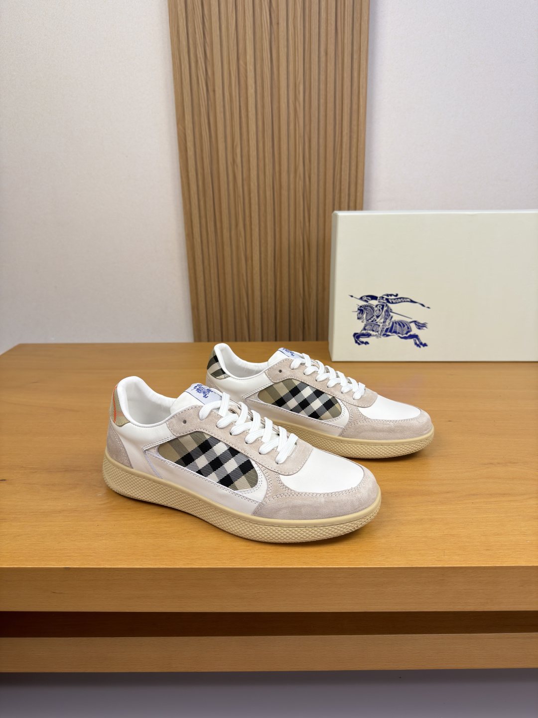 Burberry Check-Panel Low-Top Sneakers — front