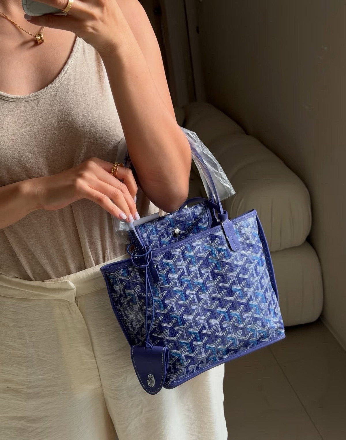 Goyard Geometric Pattern Open-Top Tote Bag — model