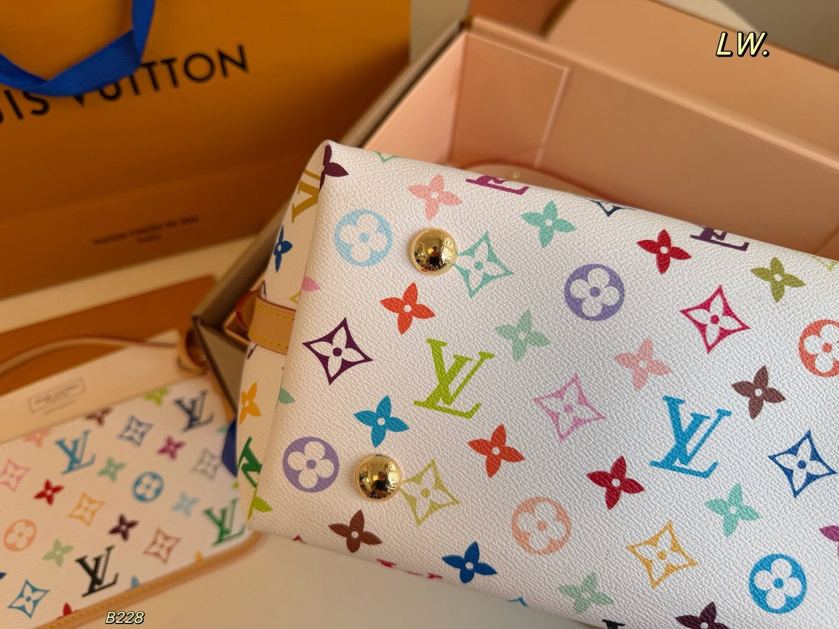 Louis Vuitton Carryall White Multicolor Monogram Shoulder Bag — detail