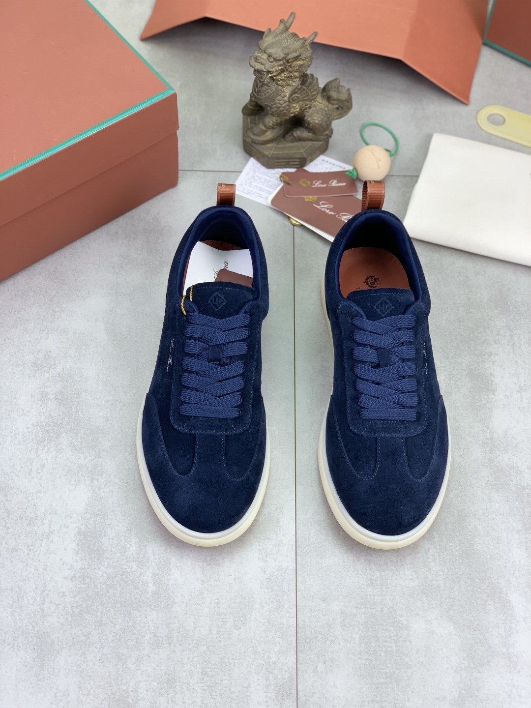 Loro Piana Paneled Low-Top Lace-Up Shoes — front