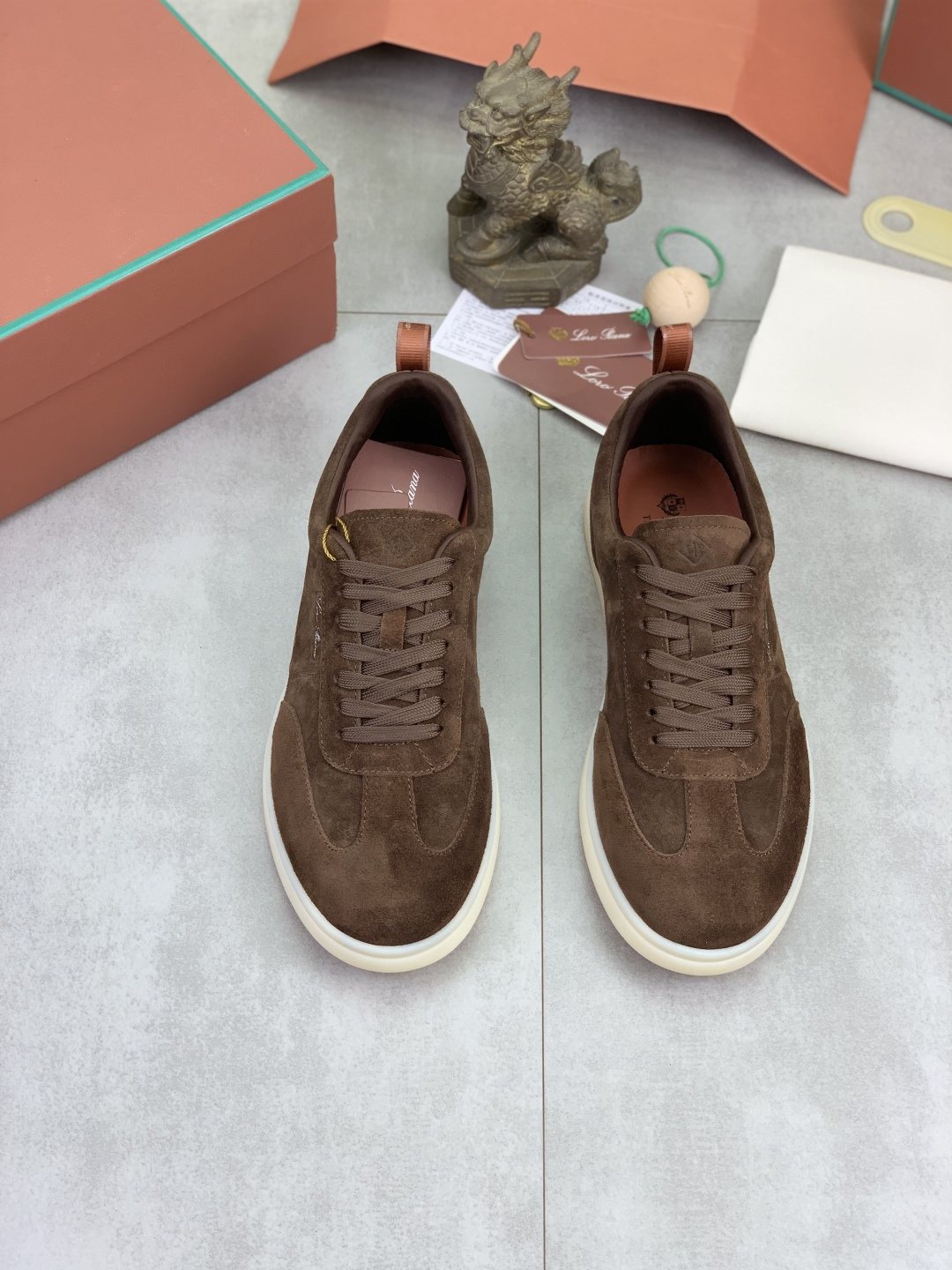 Loro Piana Paneled Low-Top Lace-Up Shoes — front
