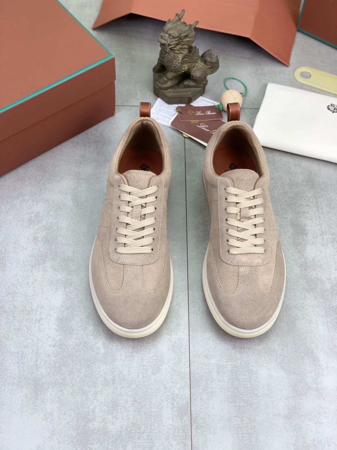 Loro Piana Paneled Low-Top Lace-Up Shoes — front