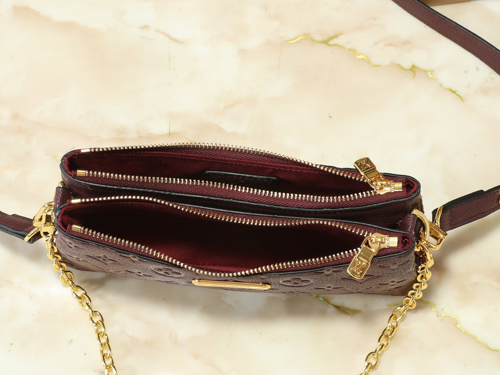 Louis Vuitton Liv Pochette Burgundy Embossed Shoulder Bag — detail