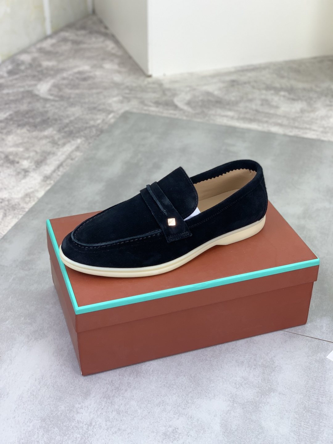 Loro Piana Textured Apron-Toe Loafers — front