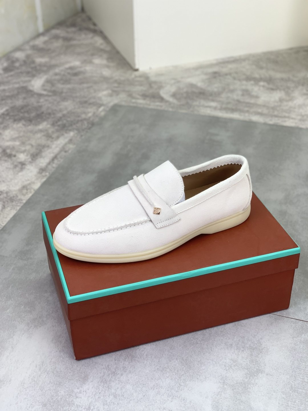Loro Piana Textured Apron-Toe Loafers — front