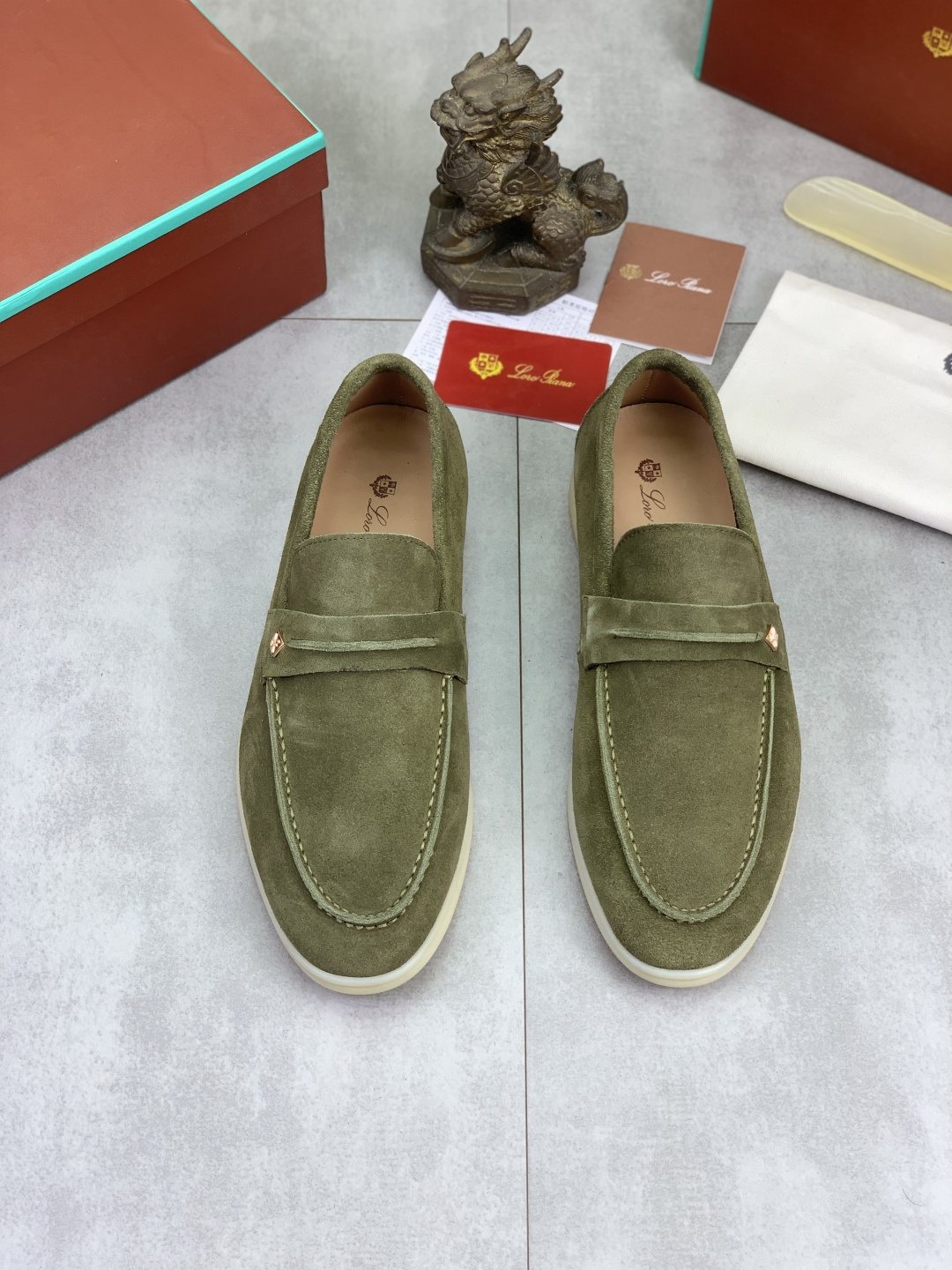 Loro Piana Textured Apron-Toe Loafers — front