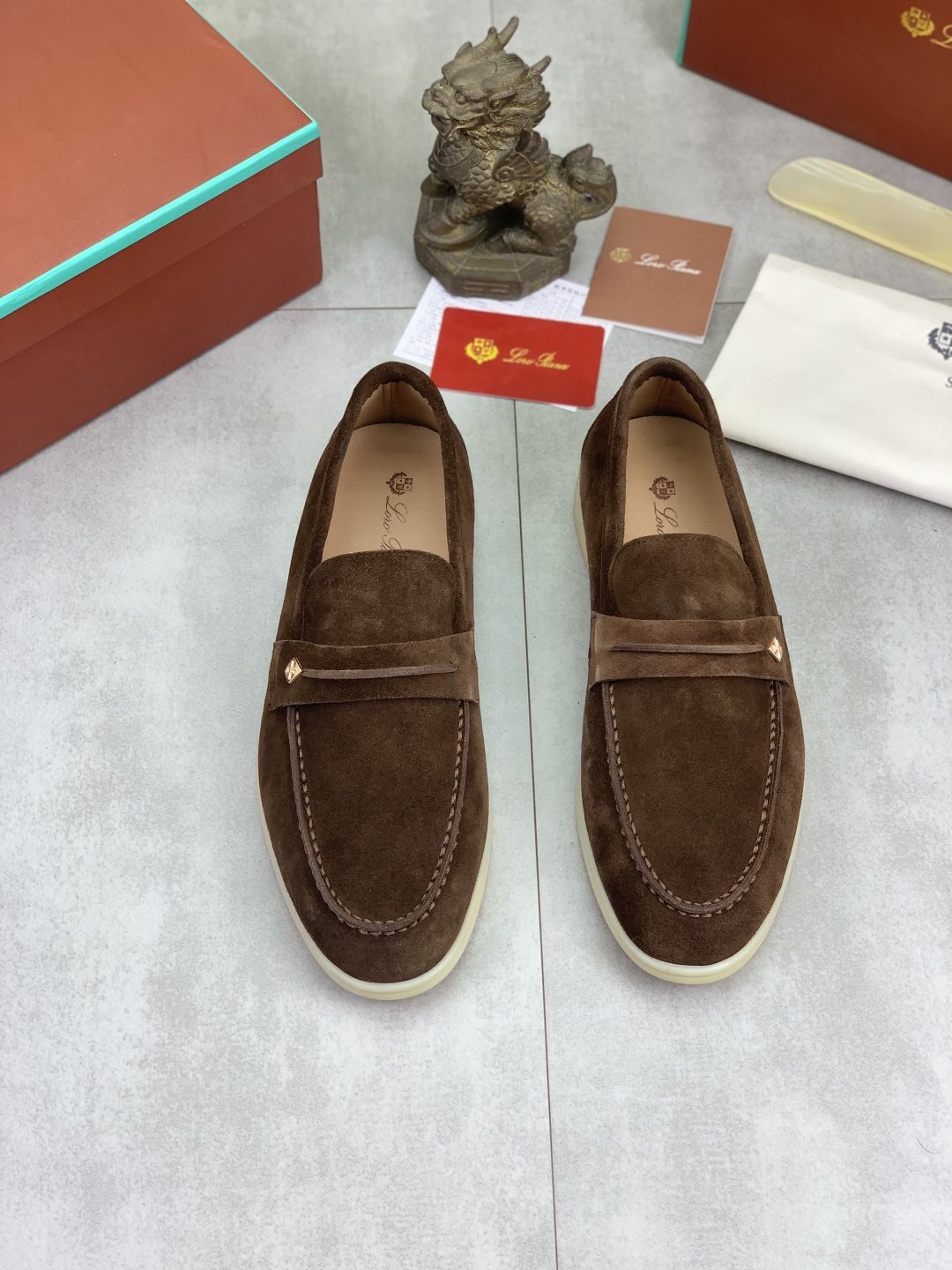 Loro Piana Textured Apron-Toe Loafers — front