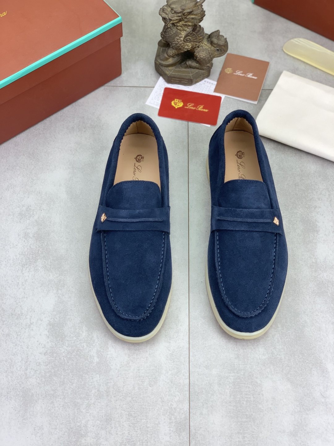 Loro Piana Textured Apron-Toe Loafers — front