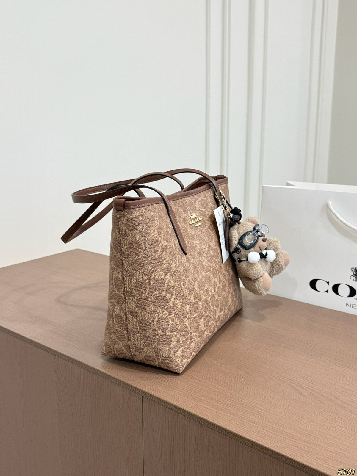 Coach Patterned Tapered Tote Bag — side