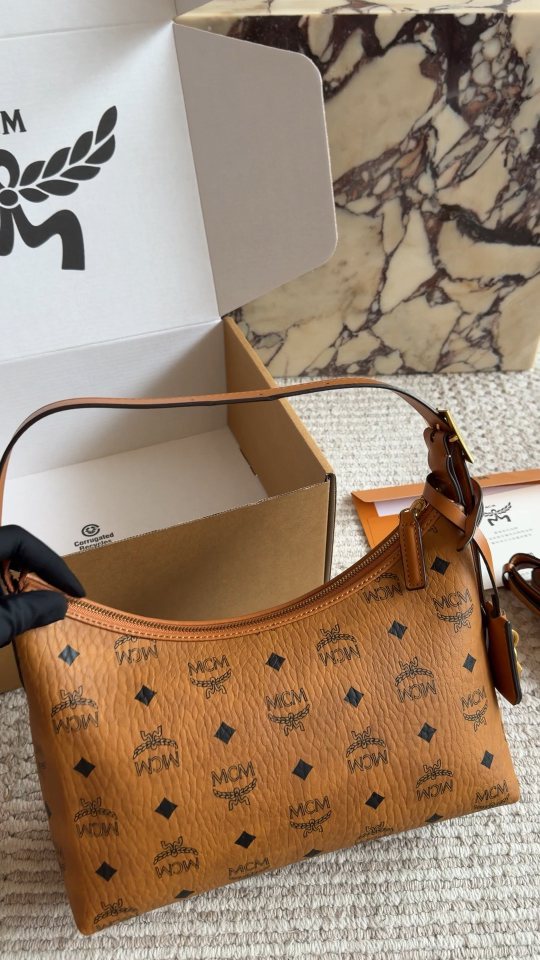 MCM Monogram Curved Hobo Shoulder Bag — hero