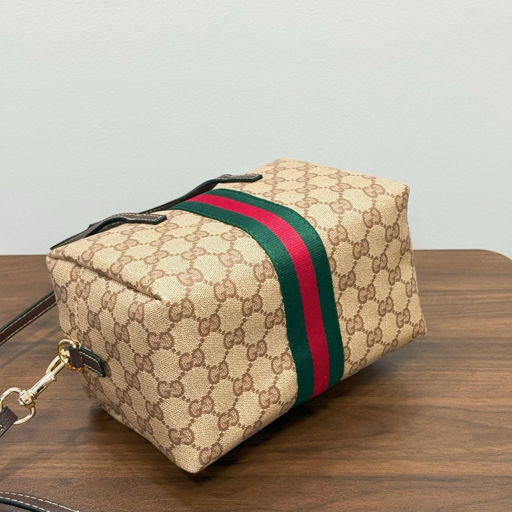 Gucci Monogram Zip-Top Boston Bag — back