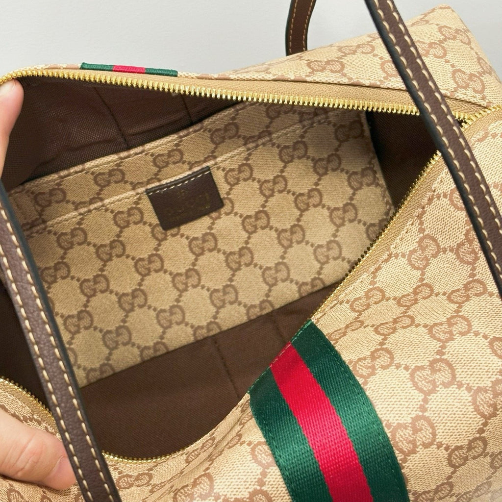 Gucci Monogram Zip-Top Boston Bag — front