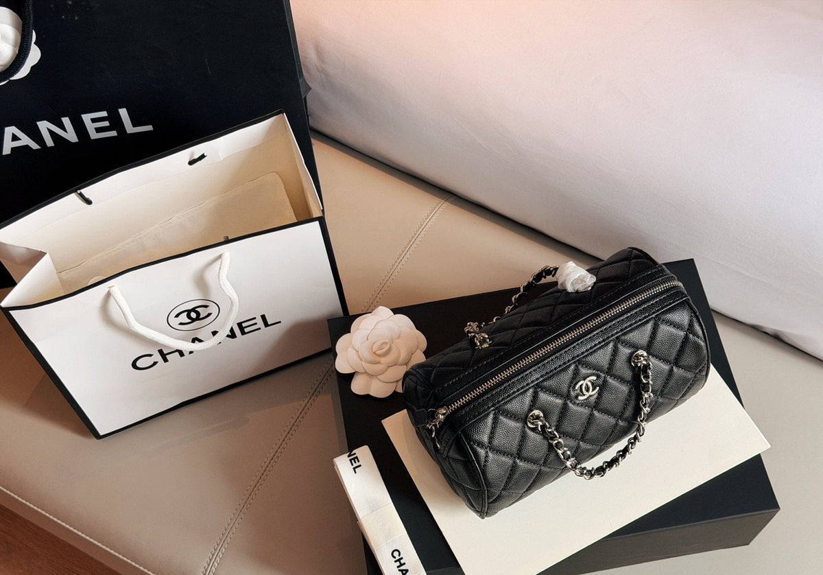 Chanel Diamond-Quilted Chain-Handle Bowling Bag — hero