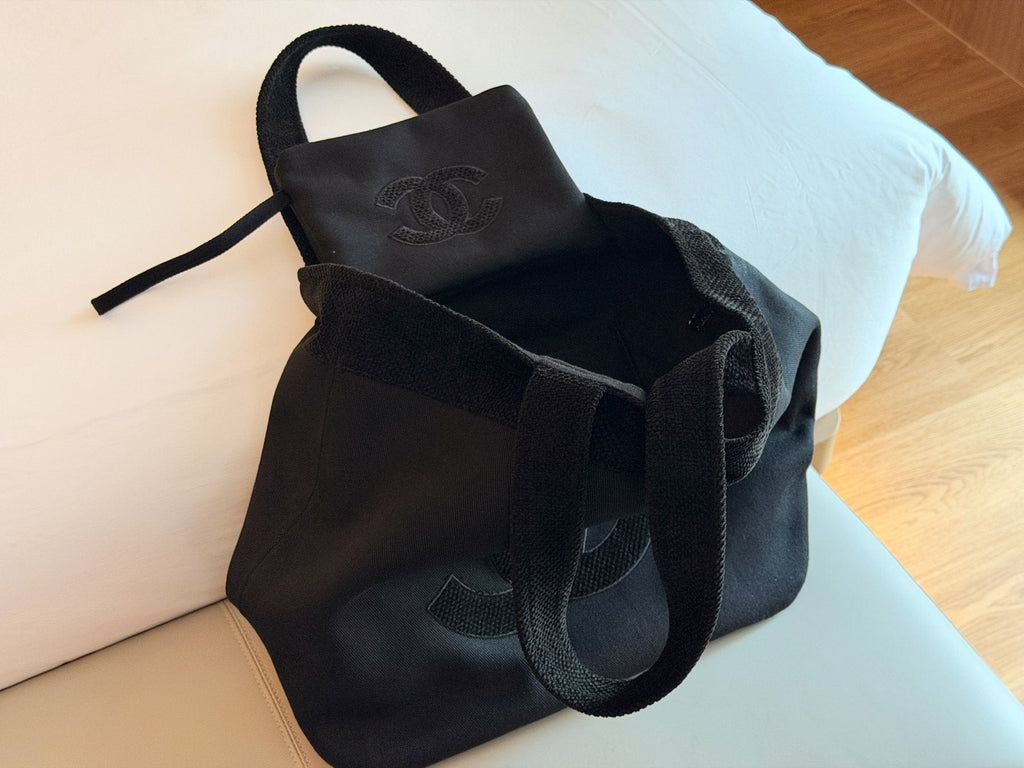 Chanel CocoBeach Black Tote Bag — front