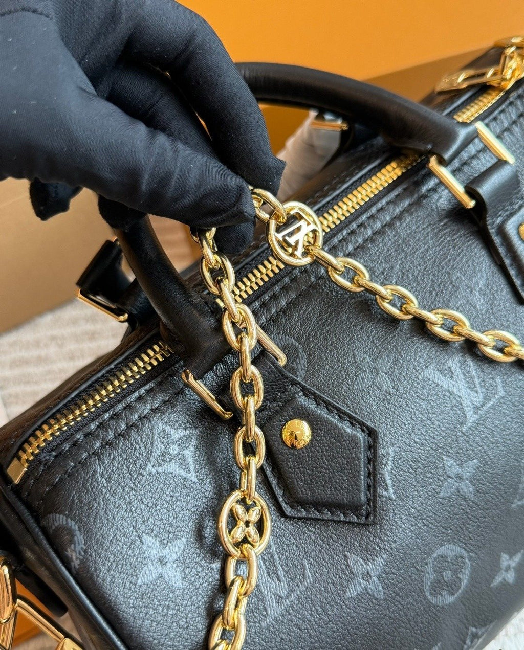 Louis Vuitton Speedy Monogram Chain Handbag — detail