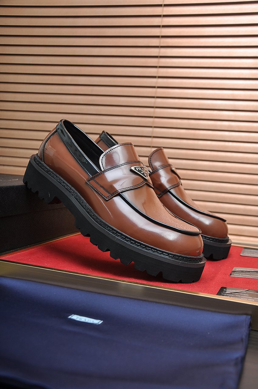 Prada Lug-Sole Strap Loafers — front