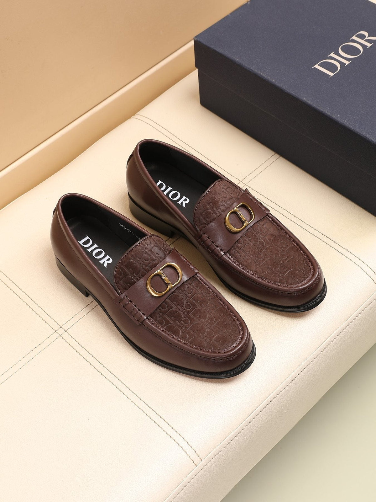 Dior Textured Buckle Loafers — front