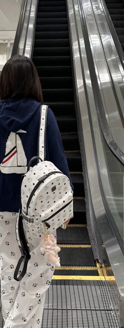 MCM Studded Monogram Backpack — model