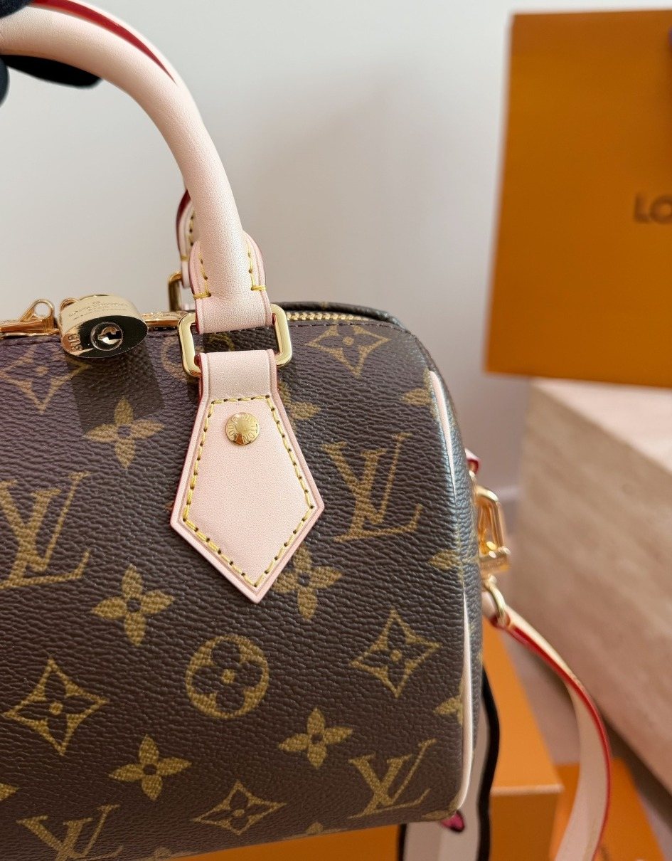 Louis Vuitton Speedy Monogram Satchel with Pale Trim — detail