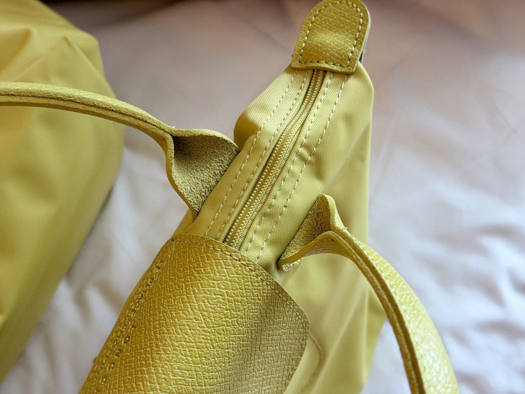 Longchamp Nylon Top-Handle Bag with Rounded Snap Flap — detail