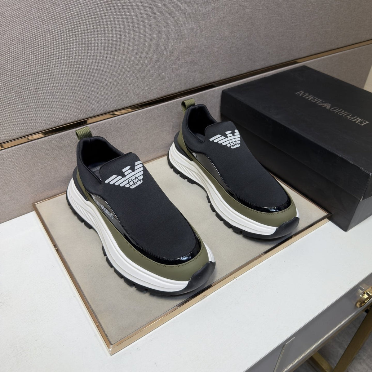 Armani Chunky Sole Slip-On Sneakers — front