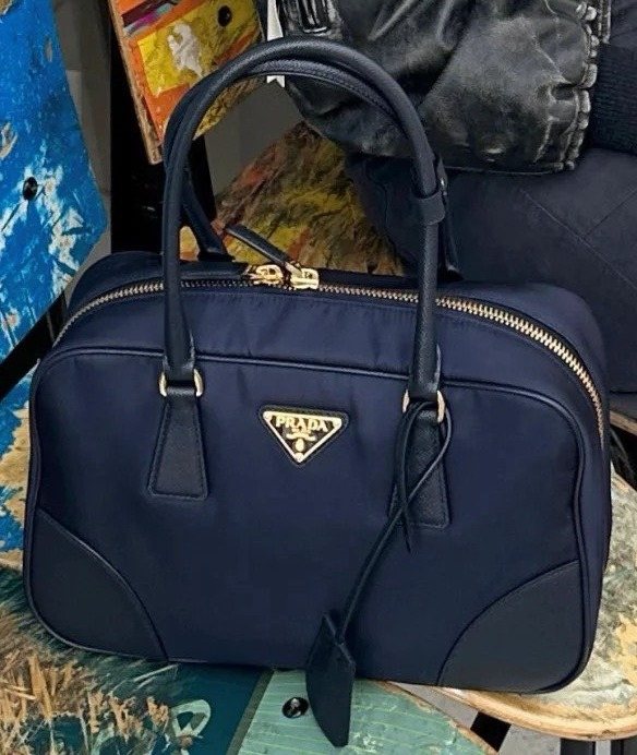 Prada Rounded Bowling Bag with Shoulder Strap — front
